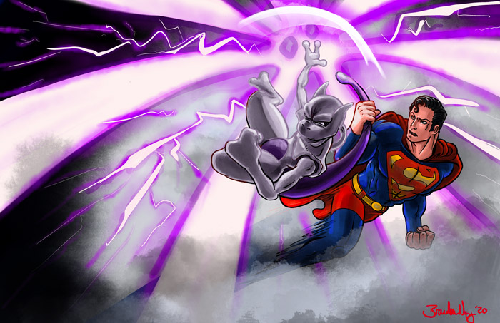Superman Mewtwo Crossover Fanart // Designed by Brandon Nagy